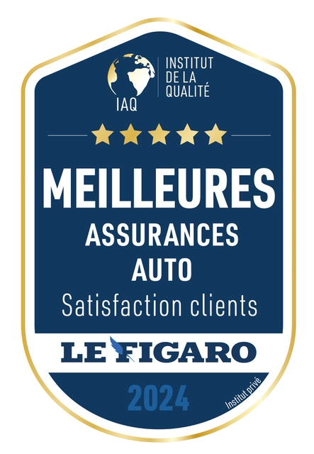 Badge meilleures assurances auto, satisfaction clients Le Figaro 2024